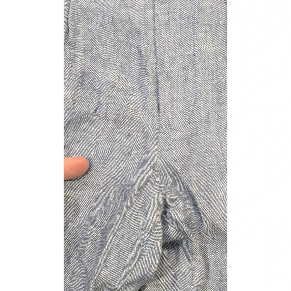 Express 100% Linen Chambray Herringbone Blue Pants Pleated Summer Mens 30x26